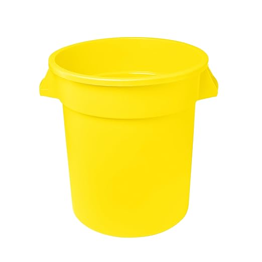 Feed and Seed Storage Container, 20 Gallon Yellow Round Commercial Trash Can/Ingredient Bin, Food Storage Plastic Bin, Use in Agricultural, Gardening, or Household