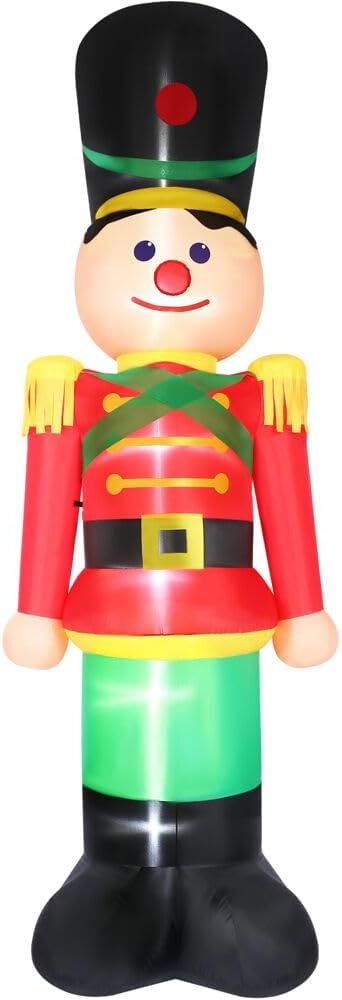 Fraser Hill Farm 12-Ft. Tall Nutcracker Blow Up Inflatable with Lights, Outdoor Christmas Inflatable Decoration for Lawn and Yard, Giant Festive Holiday Decor