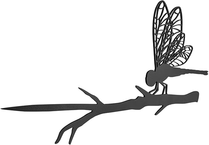 Dragonfly Metal Tree Spike Silhouette – 17” Laser-Cut Garden Decor – Weather-Resistant Outdoor Yard Art – Made in USA – Decorative Metal Garden Stake for Trees, Planters, and Landscapes