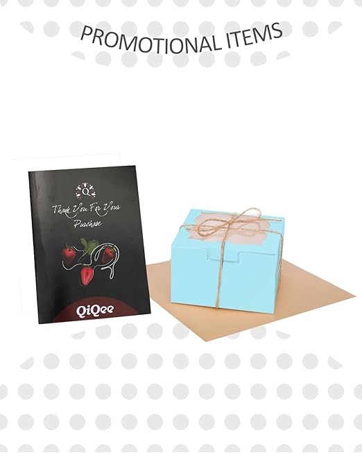 qiqee Light Blue Bakery Box with Window 4x4x2.5 inch 30Packs Macaron Boxes Small Donut Pastry Boxes for Party Mini Cookie Boxes