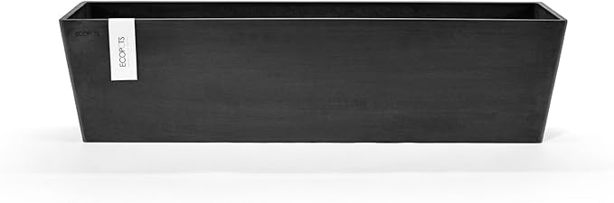 Ecopots Bruges Durable Modern Rectangular Indoor/Outdoor Recycled-Based Composite Flower Pot Planter, Dark Grey, 31.5"