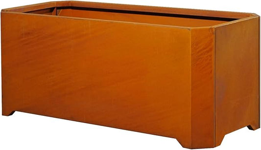 Corten Steel Planter Box-36"x15"x15"-Large Rectangular Planters For Outdoor Plants, Heavy Duty Rustic Tall Planter With Raised Support Feet For Patio, Deck, Garden, Yard, Drain Holes, Easy Assembly