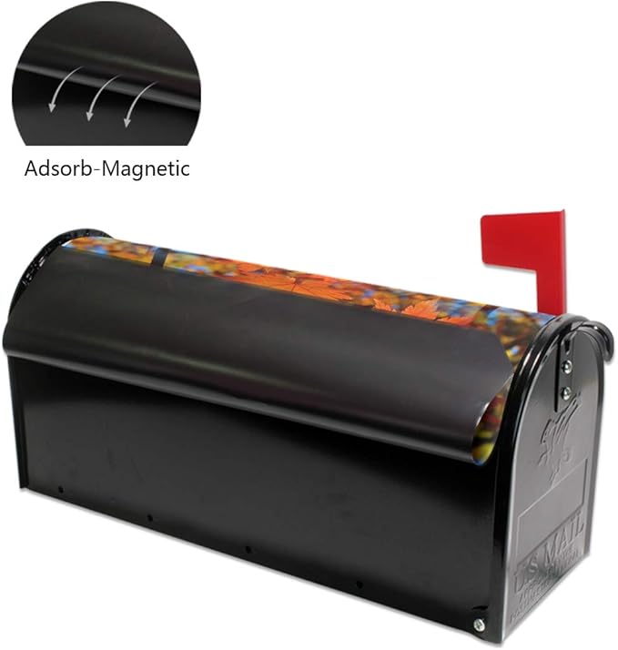 WOOR Red Yellow Fall Maple Leafs Magnetic Magnetic Mailbox Cover Standard Size for Garden Yard Outdoor Decorations-18 x 20.8"