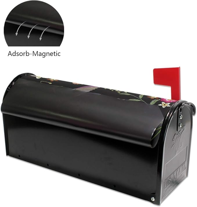 WOOR Hummingbirds and Exotic Flowers Magnetic Mailbox Cover Oversized for Garden Yard Outdoor Decorations-20.8" x 25.5"