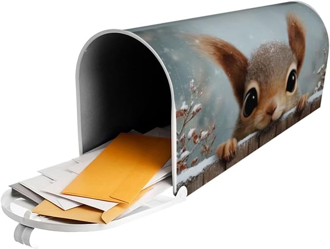 Winter Squirrel Mailbox Covers Magnetic Letterbox Covers 21x18 Inch for Garden Outdoor Decoration