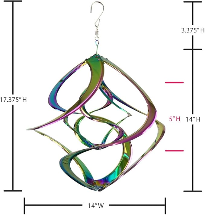 Red Carpet Studios The Original Cosmix Deluxe Helix Wind Spinner, Medium 14-Inch, Double Rainbow