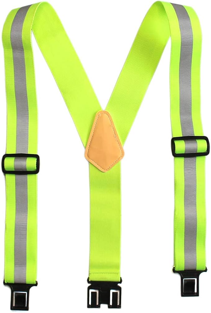 MELOTOUGH Suspenders with Non-Metal End Clip Reflective Safety Belt Clip