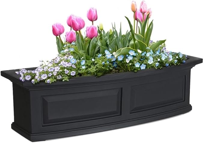 Pemberly Row 3ft Weatherproof Traditional Plastic Window Box in Black