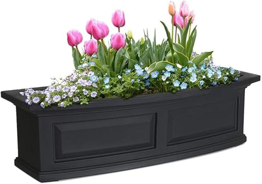 Pemberly Row 3ft Weatherproof Traditional Plastic Window Box in Black