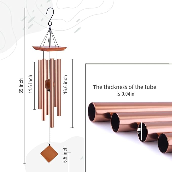 39" Deep Tone Large Wind Chimes for Outside Clearance, Memorial Sympathy Wind Chimes Outdoor for Porch Garden Yard Decor Patio,Sympathy Gifts for Loss of Loved One,Rose Golden