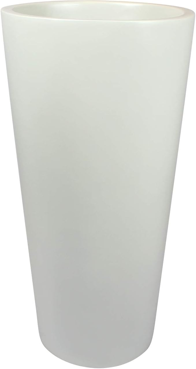 Dublin Tall Round Cylinder Fiberglass Planter D13 x H26, Matte White