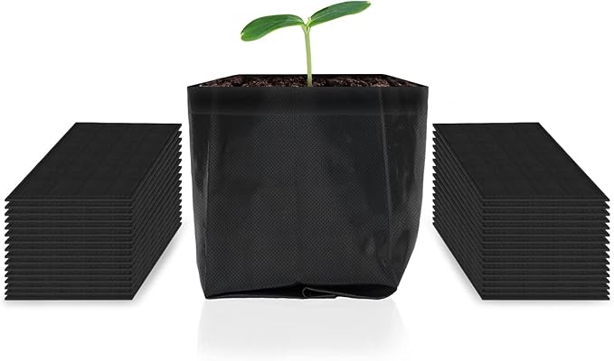 AC Infinity Nursery Bags 1 Gallon, Non-Woven Fabric Growing Pouches, 50-Pack Biodegradable Plant Pots for Seed Starting, Soil Transplant, Home Garden Supply