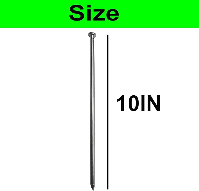 Metal Stakes, 10 Inch 35Pcs Galvanized Landscape Spikes,Garden Nails for Turf,Weed Barriers,Tent and More (35, Silver)