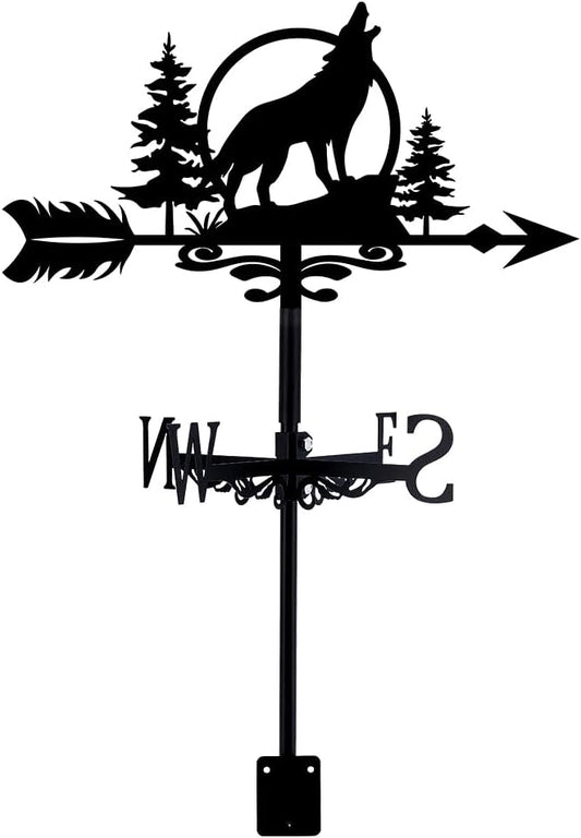 SUPERDANT Wolf Weather Vane Animals Wind Vanes for Yard Metal Weathervane Roof Mount for Gardens Outside Black Weathervanes Farmhouse Farm Barn Sheds Patio Decorations Gift