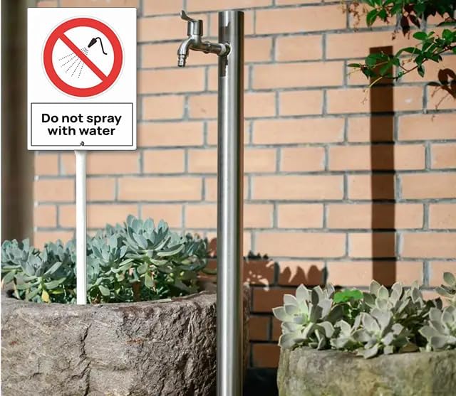 Do Not Spray With Water Yard Sign with 11.6Inch Metal Stake, 4.6" x 6", Rustproof Aluminum Sign Garden Sign Lawn Art, Set of 1