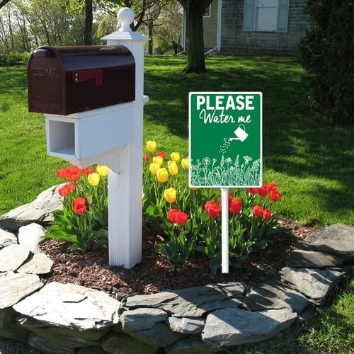 FemiaD Please Water Me Yard Sign with Stake Funny Garden Decor 4.6x6inch Sturdy Aluminum Rustproof Outdoor Lawn Decor for Garden Front Door Outdoor Use Easy to Install