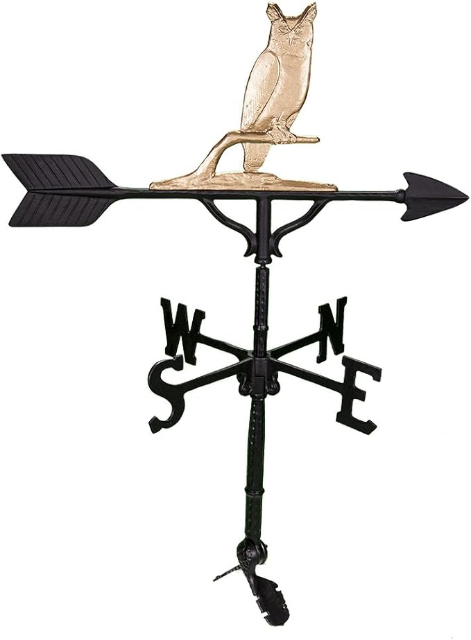 Montague Metal Products 32-Inch Weathervane with Gold Owl Ornament