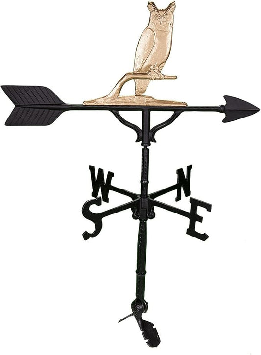 Montague Metal Products 32-Inch Weathervane with Gold Owl Ornament