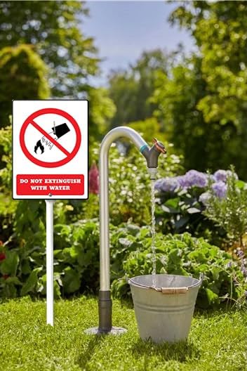 Do Not Extinguish With Water Yard Sign with 11.6Inch Metal Stake, 8" x 12", Rustproof Aluminum Sign Garden Sign Lawn Art, Set of 1