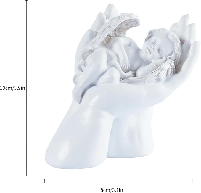 White Hand Angel Statue - Handmade Resin Home Decor, Indoor Outdoor Angel Figurine, Desktop Ornament, Ideal Blessing Gift for Parents & Friends