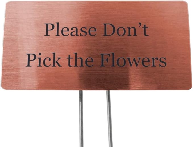 Outdoor Metal Garden Sign, Label, or Memorial. 4 x 2" or 6 x 4" sign with rounded corners and a 10" stake. Materials Include: Stainless Steel, Brass, Copper, Bronze and Titanium. (Copper, 4 x 2")