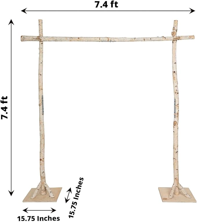Efavormart 7.5ft Natural Birch Wood Square Wedding Arch, Rustic Arbor Photography Backdrop Stand