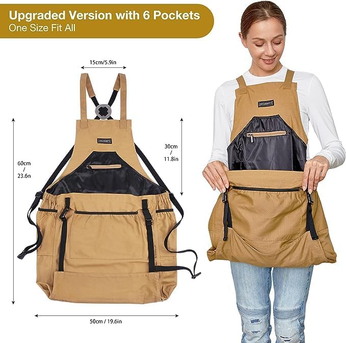 Garden Apron,Harvest Aprons with Pockets for Women and Men,Canvas Gardening Tool Belt, Gardening Gifts for Mom,Dad
