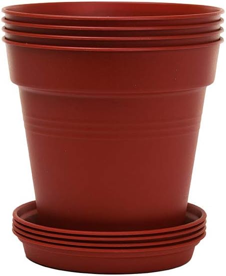 Mintra Home Garden Pots 4pk - Flowers, Herbs, Plants, Indoor, Outdoor, Colorful, Wholesale, Bulk (Burgundy, 11cm Diameter (4.3in))