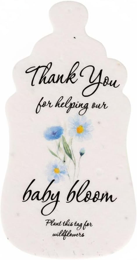 Baby Bottle Shaped Seed Paper – 15Pcs Blue Baby Shower Favors for Guests with Wildflower Seeds, Writable & Plantable, Gender Reveal, Birthday Gifts for Guest