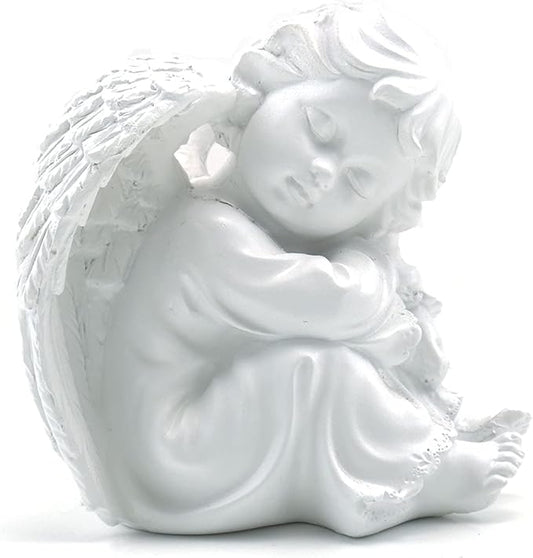 Asng Cherubs Angels Resin Garden Statue Figurine, Adorable Angel Sculpture Memorial Statue, Indoor Outdoor Home Garden Decoration (Hug Little Angel-Right)