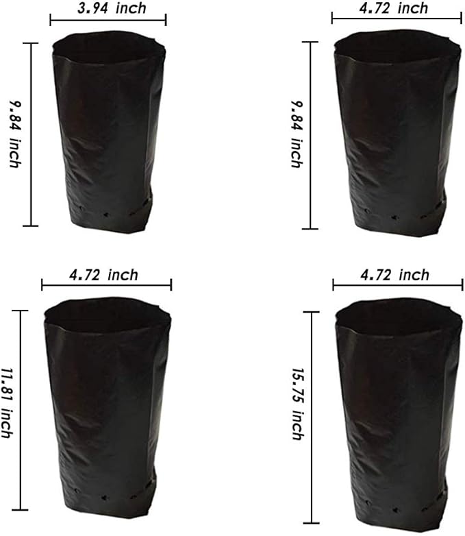 100 PCS Thicken Plastic Nursery Bags for Plants Fruit Flower Grow Bags Seedling Pots (6.69x11.81 in)
