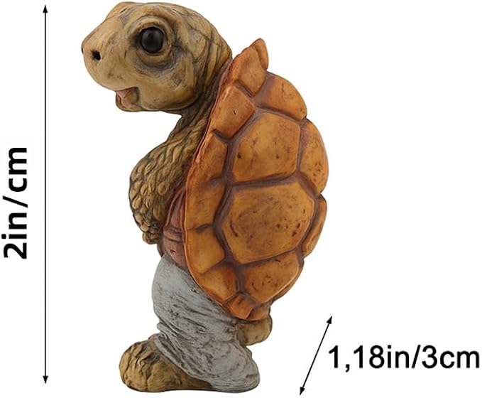 Decorative Garden Turtle Figurine, Brown and Gray Resin, Funny Peeing Design, Miniature Animal Statue for Outdoor Lawn, Patio, Garden Decor
