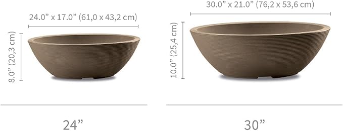 Crescent Garden Delano Oval Planter Bowl, Succulent Garden, Unique Indoor/Outdoor Double-Walled Plant Bowl with Plug- Oval Shape - 24" L x 17" W x 8" H (Midnight Blue)