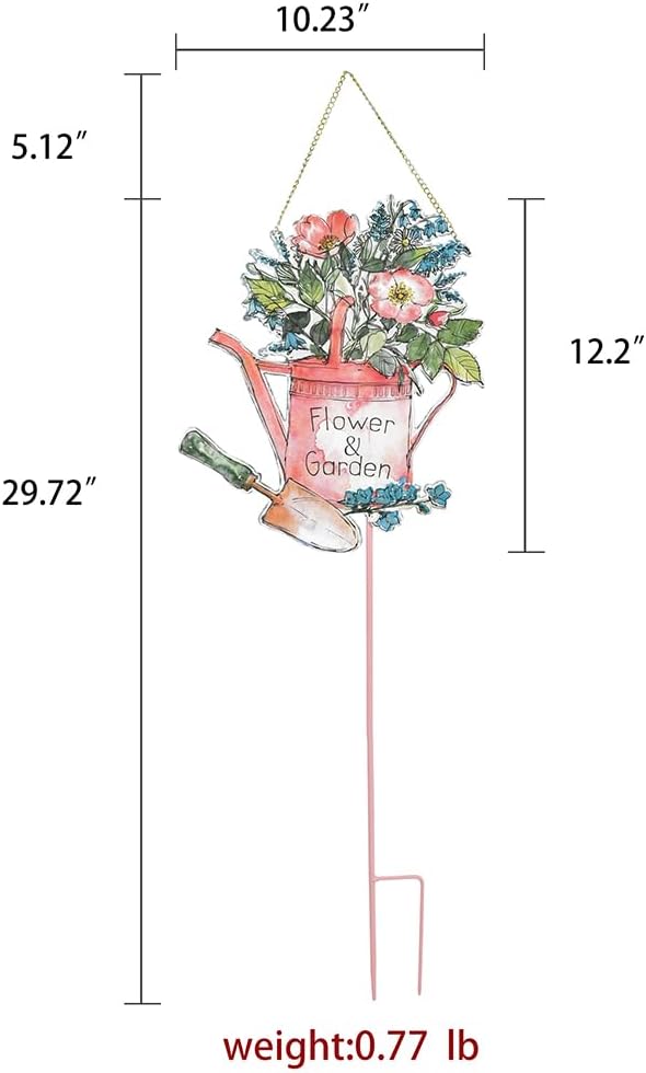 All Chic Garden Decor for Outside 29” Decorative Garden Stakes Metal Embossed Sign for Spring Decor Yard Art Stakes for Outdoor Lawn Backyard Porch Pathway Decorations