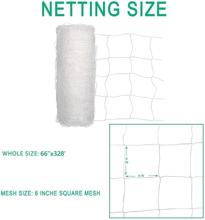 Heavy Duty Trellis Netting Roll - 67''x328' Plastic Plant Trellis Net for Climbing Plants