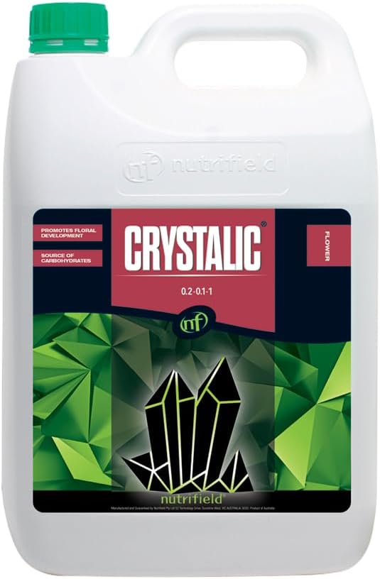 Nutrifield Crystalic - 5L Liquid Plant Food Molasses Polysaccharides (sugars) Aloe Vera, Amino Acids for Aromas Terpene Trichome & Oil Production During Flower in & Outdoor Fruits & Veggie