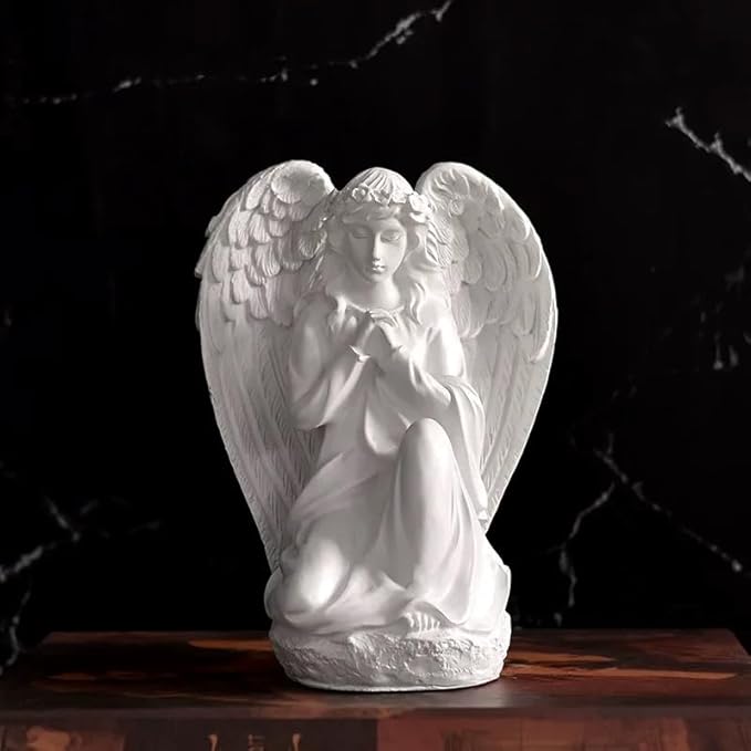 Asng Cherubs Angels Resin Garden Statue Figurine, Adorable Angel Sculpture Memorial Statue, Indoor Outdoor Home Garden Decoration (Praying Angels)