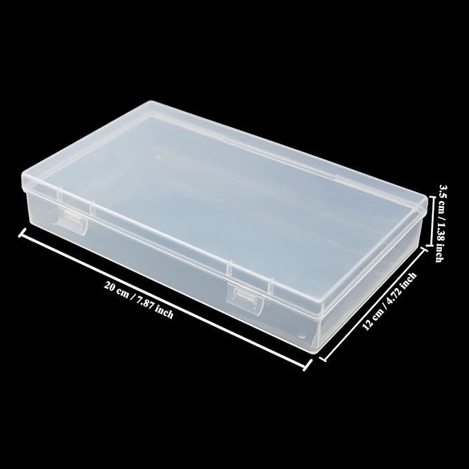 4 Pack Rectangular Clear Plastic Storage Containers Box with Hinged Lid for Beads and Other Small Craft Items (7.87 x 4.72 x 1.38 inch)