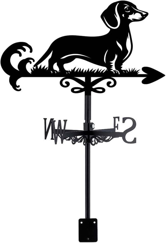 SUPERDANT Dog Weathervane Dachshund Weather Vane for Roof Mount Animal Metal Weathervane for Garden Dog Wind Direction Indicators for Farmhouse Yard Outdoor Farm Barn Sheds Patio Decoration