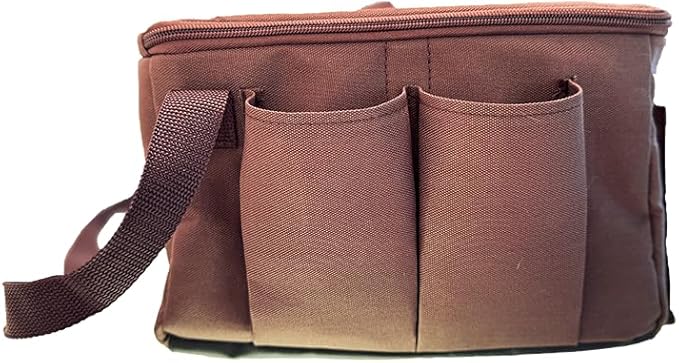 SEED PACKET ORGANIZER and GARDEN TOOL TOTE BAG with Water Resistant Bottom, Index Cards, Side Pockets, Notebook Straps and Shoulder Strap