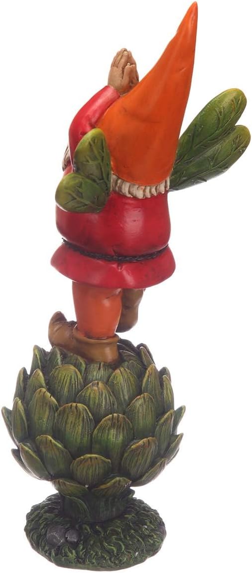 Topadorn Vegetable Garden Prayer Gnome on Green Plant, Hand-Painted Outdoor Statue for Yard & Patio, Idea