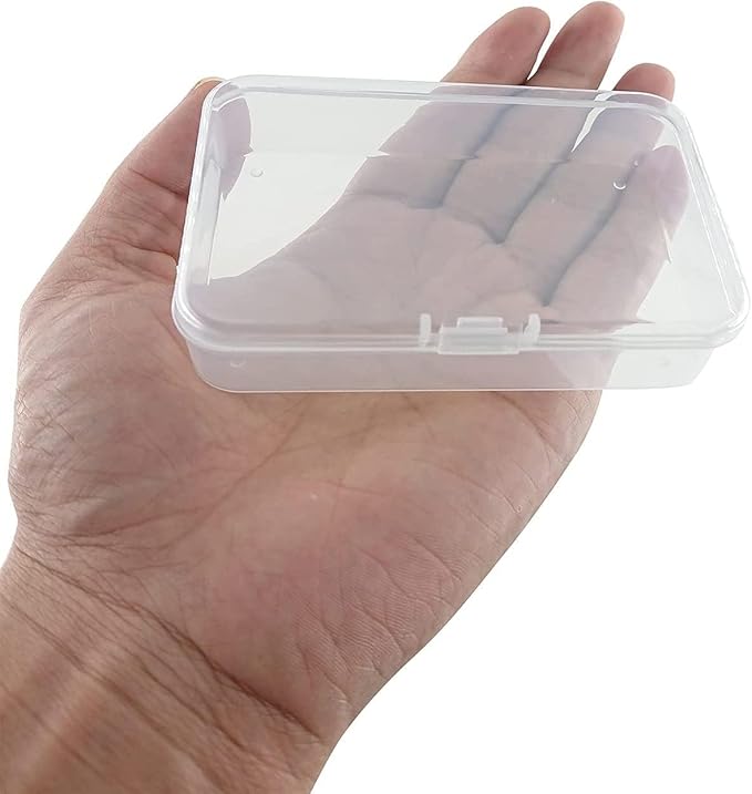 24 Pcs Mini Plastic Storage Containers Box with Lid, 3.5x2.4 Inches Clear Rectangle Box for Collecting Small Items, Beads, Game Pieces, Business Cards, Crafts Accessories