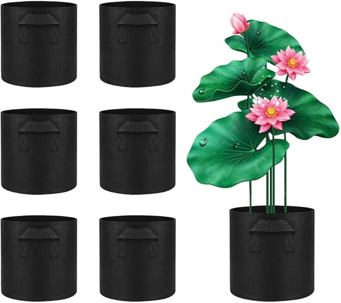6 Pcs Lily Plant Pots for Pond, 2 Gallons Aquatic Pond Planter, Breathe Reusable Grow Bags with Handles for Aquatic Plants, Water Lily, Lotus, Potato,Onion,Flowers