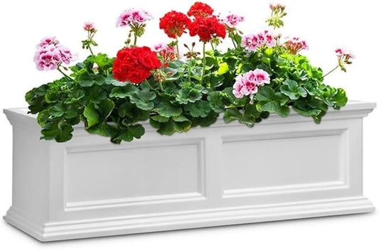 Pemberly Row 3ft Traditional Plastic Window Box in White Finish