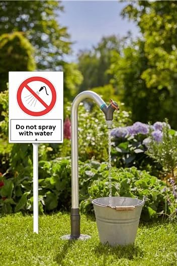 Do Not Spray With Water Yard Sign with 12.8Inch Metal Stake, 7" x 8.8", Rustproof Aluminum Sign Garden Sign Lawn Art, Set of 1