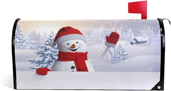 ALAZA Christmas Cute Snowman Magnetic Mailbox Cover Happy New Year Mailbox Cover MailWraps Garden Yard Home Decor for Outside Standard Size-18"x 20.8"