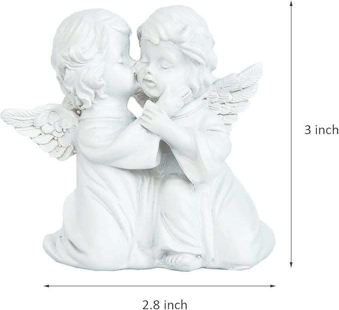 Asng Cherubs Angels Resin Garden Statue Figurine, Adorable Angel Sculpture Memorial Statue, Indoor Outdoor Home Garden Decoration (Kiss Cherub-Right)