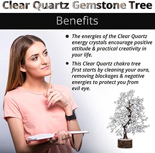 Clear Quartz Crystal Trees for Home Decor, Office Desk Decoration, Chakra Healing Crystals and Stone for Positive Energy, Money, Good Luck, Tree of Life Spiritual for Women and Mom