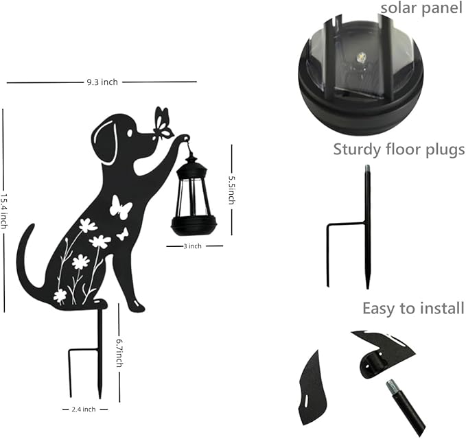 Metal Dog Christmas Garden Decor for Outside Silhouette Decorative Garden Stakes Yard Art,Patio,Lawn Ornaments Gifts for Women/Men/Dog Lovers (1pc)