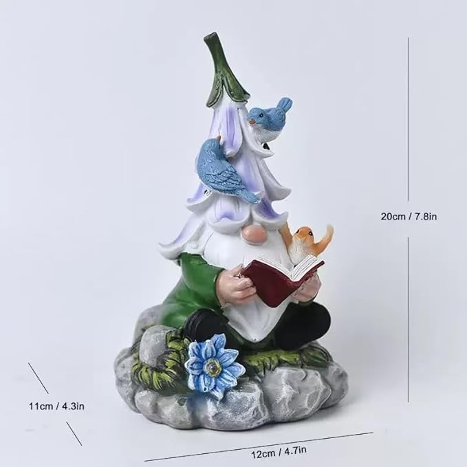 Garden Gnome Statues Decor with Solar Lights, Outdoor Decorations for Yard Porch Lawn Balcony Patio, Housewarming Gifts